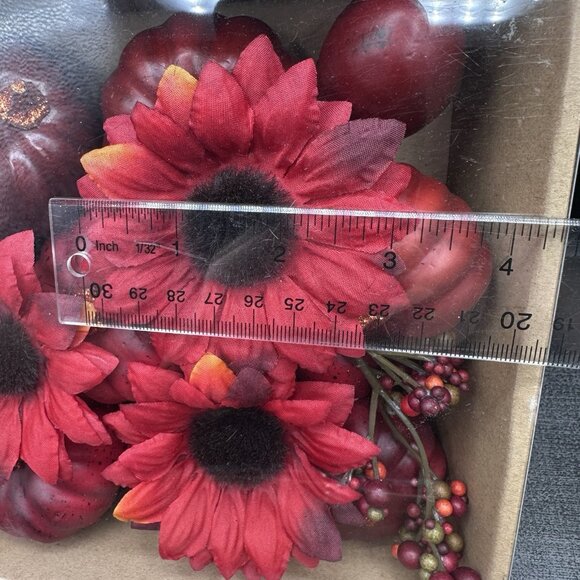 Fall Bowl Filler Set Red Pumpkins Sunflowers Berries Harvest Thanksgiving Decor - Picture 8 of 8